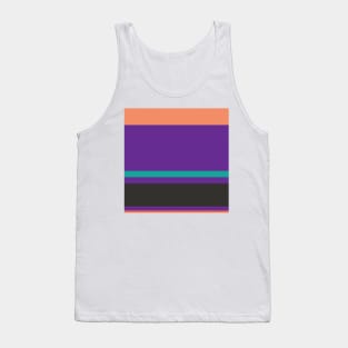 An attractive pattern of Light Red Ochre, Big Foot Feet, Purple, Persian Green and Dark Grey stripes. Tank Top